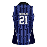 Custom Basketball New Zealand Women Sleeveless Polo Shirt Blue Maori Ta Moko Indigenous - Polynesian Pride