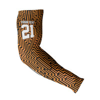 Custom Basketball New Zealand Arm Sleeves Gold Maori Ta Moko Indigenous - Polynesian Pride
