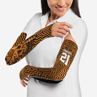 Custom Basketball New Zealand Arm Sleeves Gold Maori Ta Moko Indigenous - Polynesian Pride