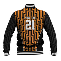 Custom Basketball New Zealand Baseball Jacket Gold Maori Ta Moko Indigenous - Polynesian Pride