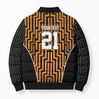 Custom Basketball New Zealand Bomber Puffer Jacket Gold Maori Ta Moko Indigenous - Polynesian Pride