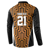 Custom Basketball New Zealand Button Sweatshirt Gold Maori Ta Moko Indigenous - Polynesian Pride