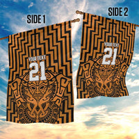 Custom Basketball New Zealand Garden Flag Gold Maori Ta Moko Indigenous - Polynesian Pride