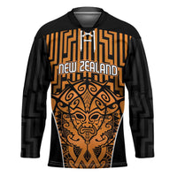 Custom Basketball New Zealand Hockey Jersey Gold Maori Ta Moko Indigenous - Polynesian Pride