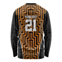 Custom Basketball New Zealand Long Sleeve Shirt Gold Maori Ta Moko Indigenous - Polynesian Pride