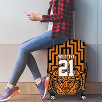 Custom Basketball New Zealand Luggage Cover Gold Maori Ta Moko Indigenous - Polynesian Pride