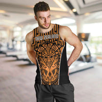Custom Basketball New Zealand Men Tank Top Gold Maori Ta Moko Indigenous - Polynesian Pride