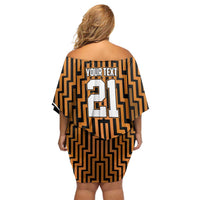 Custom Basketball New Zealand Off Shoulder Short Dress Gold Maori Ta Moko Indigenous - Polynesian Pride