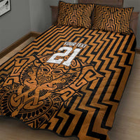 Custom Basketball New Zealand Quilt Bed Set Gold Maori Ta Moko Indigenous - Polynesian Pride