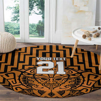 Custom Basketball New Zealand Round Carpet Gold Maori Ta Moko Indigenous - Polynesian Pride