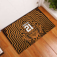 Custom Basketball New Zealand Rubber Doormat Gold Maori Ta Moko Indigenous - Polynesian Pride