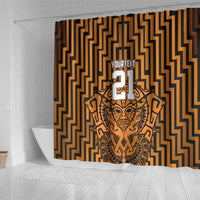 Custom Basketball New Zealand Shower Curtain Gold Maori Ta Moko Indigenous - Polynesian Pride