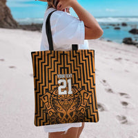 Custom Basketball New Zealand Tote Bag Gold Maori Ta Moko Indigenous - Polynesian Pride