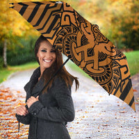 Custom Basketball New Zealand Umbrella Gold Maori Ta Moko Indigenous - Polynesian Pride