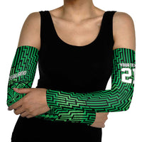 Custom Basketball New Zealand Arm Sleeves Green Maori Ta Moko Indigenous - Polynesian Pride
