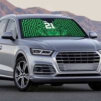 Custom Basketball New Zealand Auto Sun Shade Green Maori Ta Moko Indigenous - Polynesian Pride