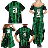 Custom Basketball New Zealand Family Matching Summer Maxi Dress and Hawaiian Shirt Green Maori Ta Moko Indigenous - Polynesian Pride