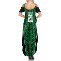 Custom Basketball New Zealand Family Matching Summer Maxi Dress and Hawaiian Shirt Green Maori Ta Moko Indigenous - Polynesian Pride