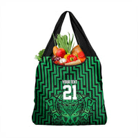 Custom Basketball New Zealand Grocery Bag Green Maori Ta Moko Indigenous - Polynesian Pride