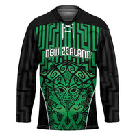 Custom Basketball New Zealand Hockey Jersey Green Maori Ta Moko Indigenous - Polynesian Pride