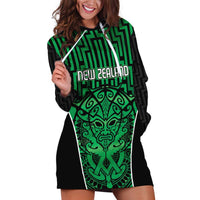 Custom Basketball New Zealand Hoodie Dress Green Maori Ta Moko Indigenous - Polynesian Pride