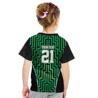 Custom Basketball New Zealand Kid T Shirt Green Maori Ta Moko Indigenous - Polynesian Pride