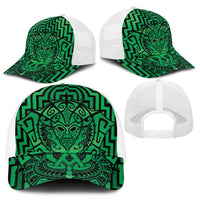 Basketball New Zealand Mesh Trucker Cap Green Maori Ta Moko Indigenous - Polynesian Pride