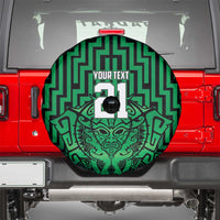 Custom Basketball New Zealand Spare Tire Cover Green Maori Ta Moko Indigenous - Polynesian Pride