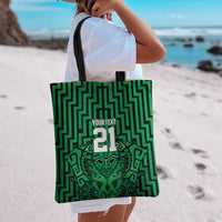 Custom Basketball New Zealand Tote Bag Green Maori Ta Moko Indigenous - Polynesian Pride