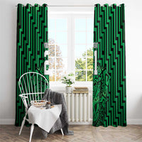 Custom Basketball New Zealand Window Curtain Green Maori Ta Moko Indigenous - Polynesian Pride