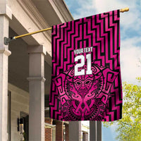 Custom Basketball New Zealand Garden Flag Pink Maori Ta Moko Indigenous - Polynesian Pride