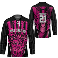 Custom Basketball New Zealand Hockey Jersey Pink Maori Ta Moko Indigenous - Polynesian Pride