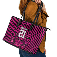 Custom Basketball New Zealand Leather Tote Bag Pink Maori Ta Moko Indigenous - Polynesian Pride