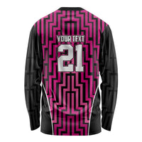 Custom Basketball New Zealand Long Sleeve Shirt Pink Maori Ta Moko Indigenous - Polynesian Pride
