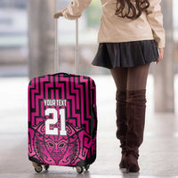 Custom Basketball New Zealand Luggage Cover Pink Maori Ta Moko Indigenous - Polynesian Pride