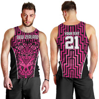 Custom Basketball New Zealand Men Tank Top Pink Maori Ta Moko Indigenous - Polynesian Pride