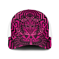Basketball New Zealand Mesh Trucker Cap Pink Maori Ta Moko Indigenous - Polynesian Pride