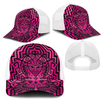 Basketball New Zealand Mesh Trucker Cap Pink Maori Ta Moko Indigenous - Polynesian Pride