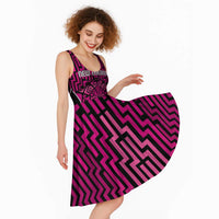 Custom Basketball New Zealand Midi Dress Pink Maori Ta Moko Indigenous - Polynesian Pride