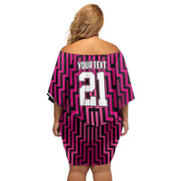 Custom Basketball New Zealand Off Shoulder Short Dress Pink Maori Ta Moko Indigenous - Polynesian Pride