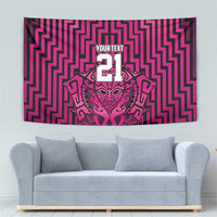 Custom Basketball New Zealand Tapestry Pink Maori Ta Moko Indigenous - Polynesian Pride