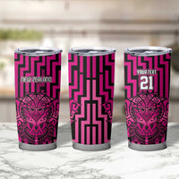 Custom Basketball New Zealand Tumbler Cup Pink Maori Ta Moko Indigenous - Polynesian Pride