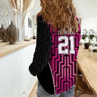 Custom Basketball New Zealand Women Casual Shirt Pink Maori Ta Moko Indigenous - Polynesian Pride