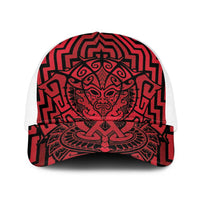 Basketball New Zealand Baseball Net Cap Red Maori Ta Moko Indigenous - Polynesian Pride
