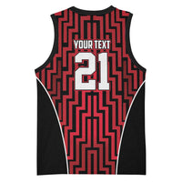 Custom Basketball New Zealand Basketball Jersey Red Maori Ta Moko Indigenous - Polynesian Pride