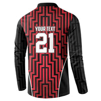 Custom Basketball New Zealand Button Sweatshirt Red Maori Ta Moko Indigenous - Polynesian Pride