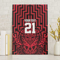 Custom Basketball New Zealand Canvas Wall Art Red Maori Ta Moko Indigenous - Polynesian Pride