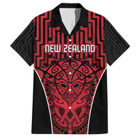 Custom Basketball New Zealand Family Matching Tank Maxi Dress and Hawaiian Shirt Red Maori Ta Moko Indigenous - Polynesian Pride