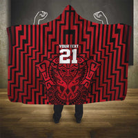 Custom Basketball New Zealand Hooded Blanket Red Maori Ta Moko Indigenous - Polynesian Pride