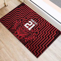 Custom Basketball New Zealand Rubber Doormat Red Maori Ta Moko Indigenous - Polynesian Pride